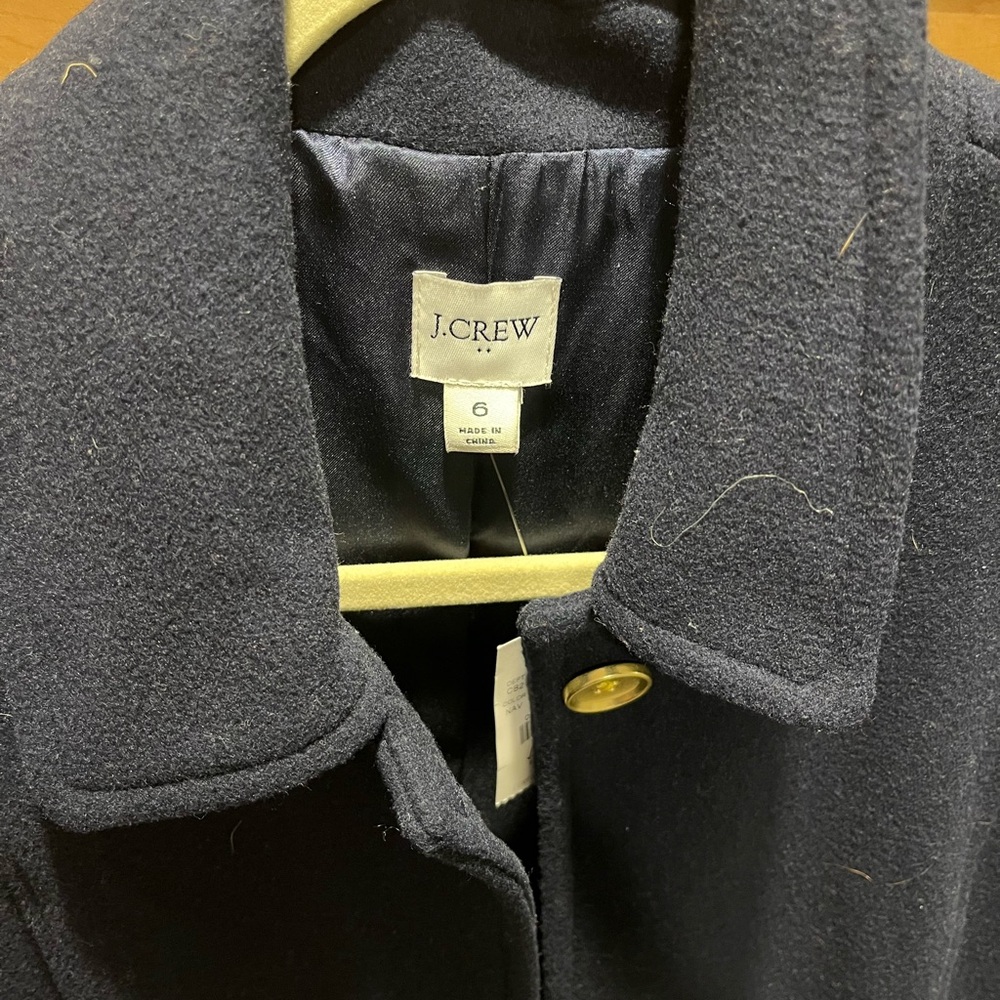 J. Crew Navy Trench Coat with Gold Buttons - Picture 2 of 2